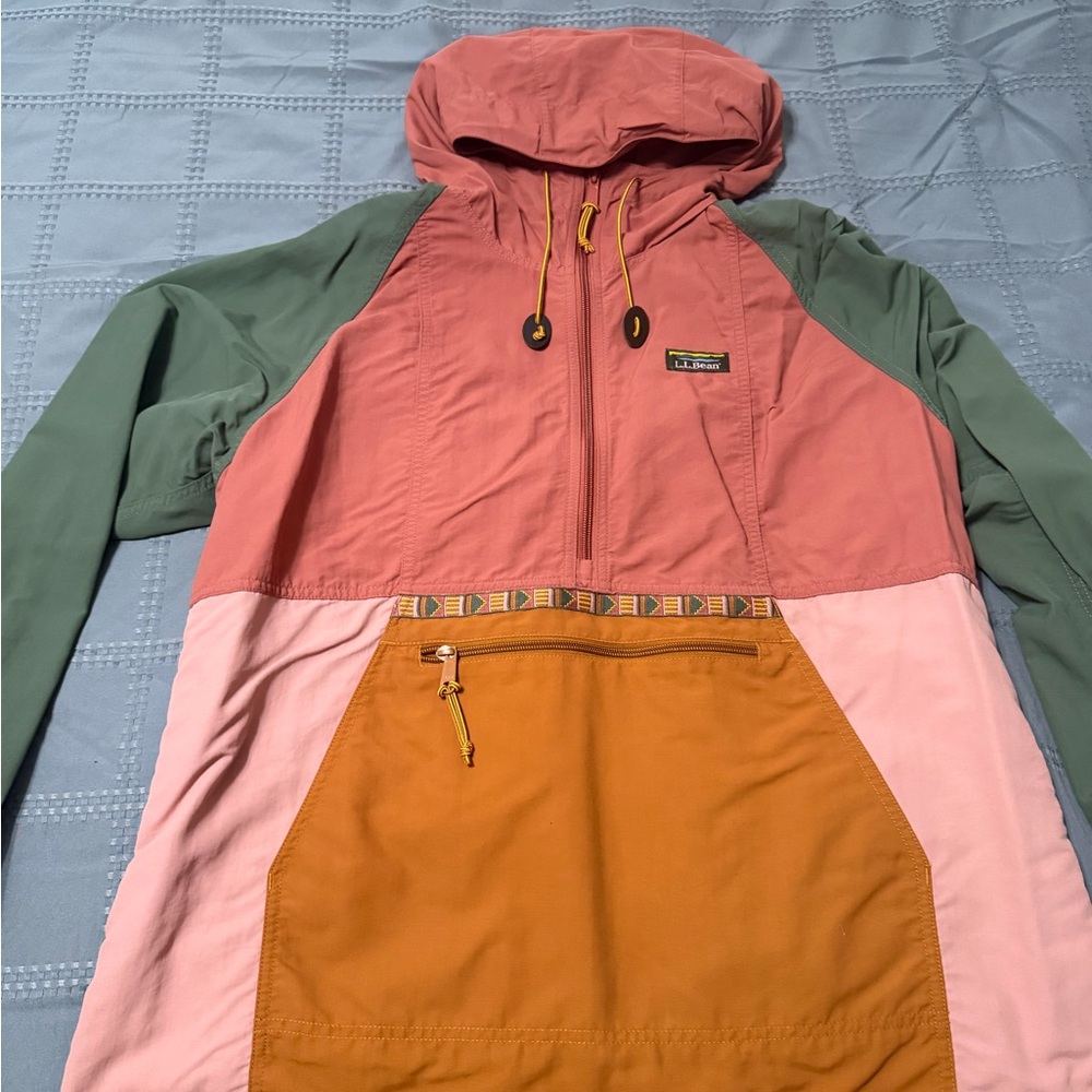 L.L. Bean Multicolor Hooded Jacket - Pink, Green, Orange